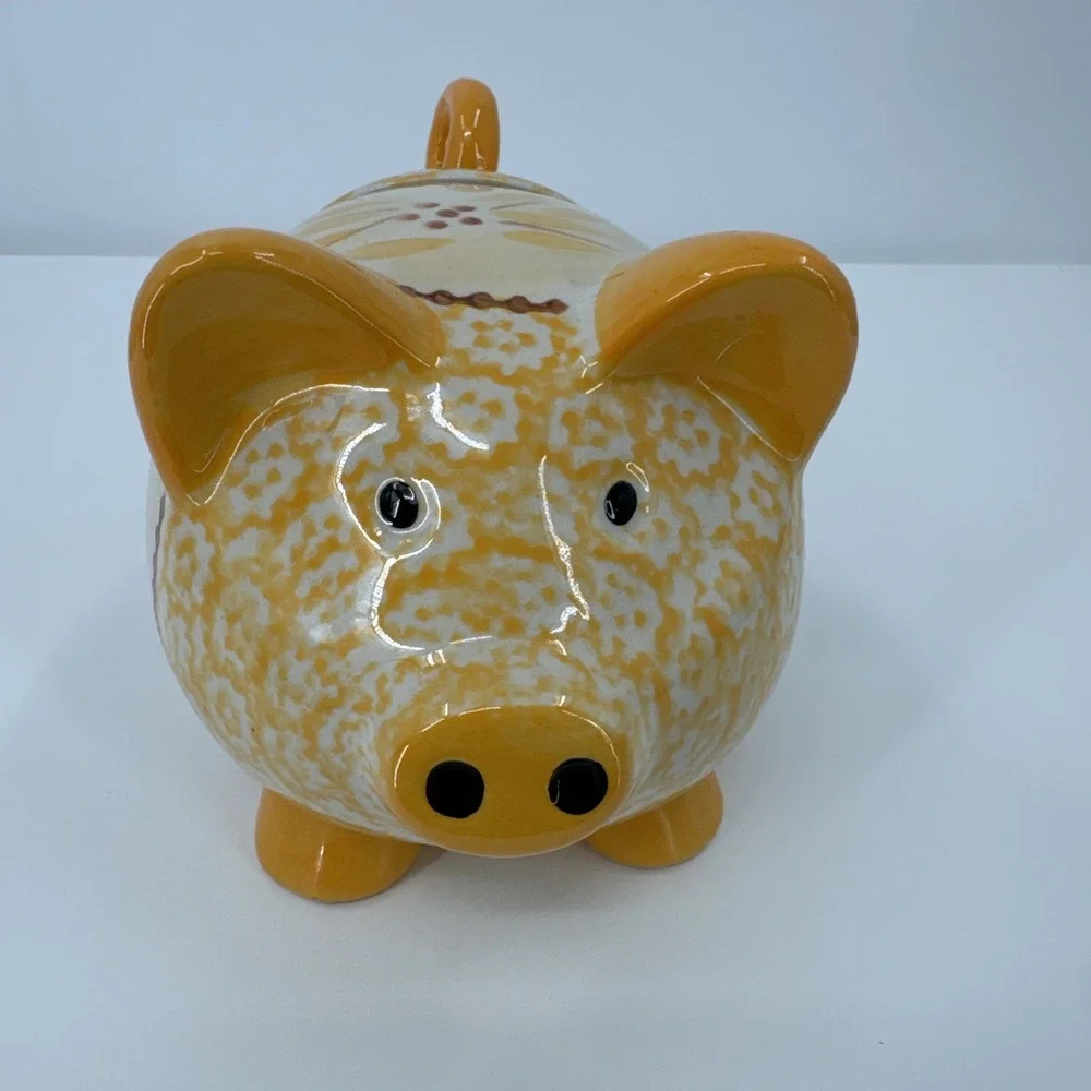 TEMPTATIONS BY TARA Old World Yellow Flower PIG Spice/Tea/Coffee Holder Kitchen